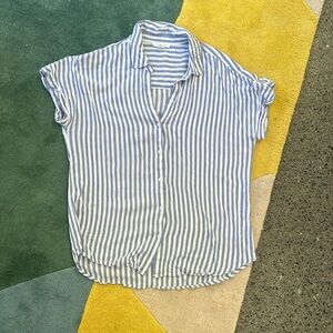 Beachlounge, blue striped shirt, oversized, large EUC